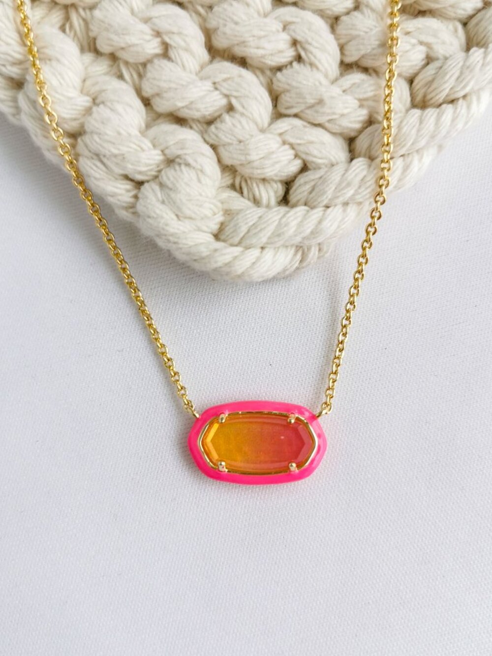 Kendra Scott Elisa Enamel Framed Gold Sunset Necklace